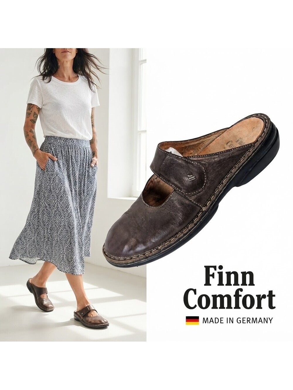 Finn Comfort Women Mules Germany | Adjustable Brown US 6.5